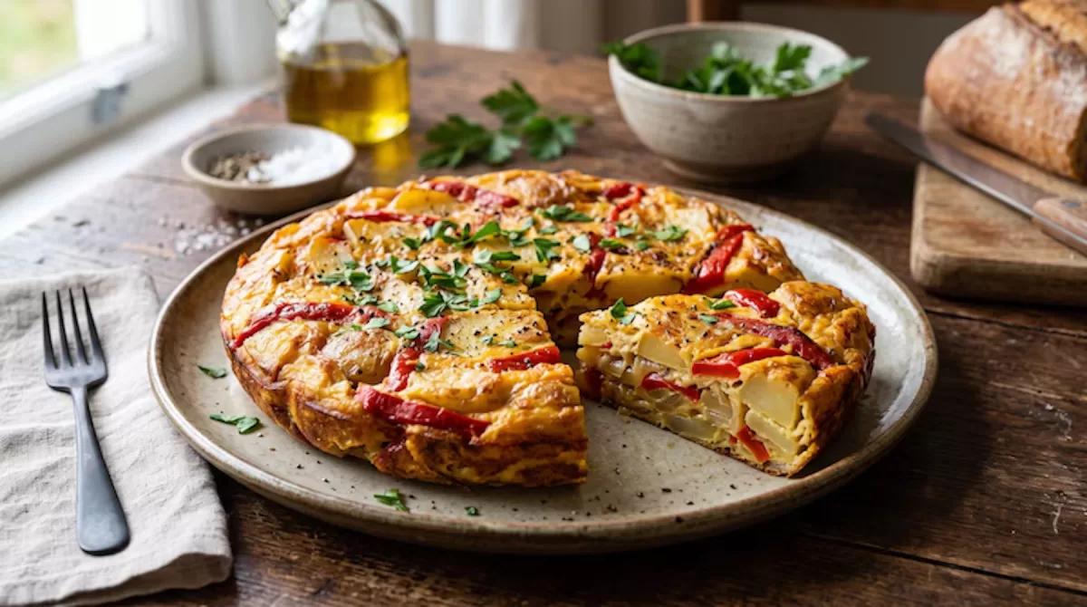 Receta de tortilla de papas con morrón al horno