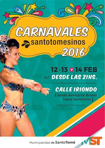Los Carnavales Santotomesinos 2016 se realizarán los días 12, 13 y 14 de febrero
