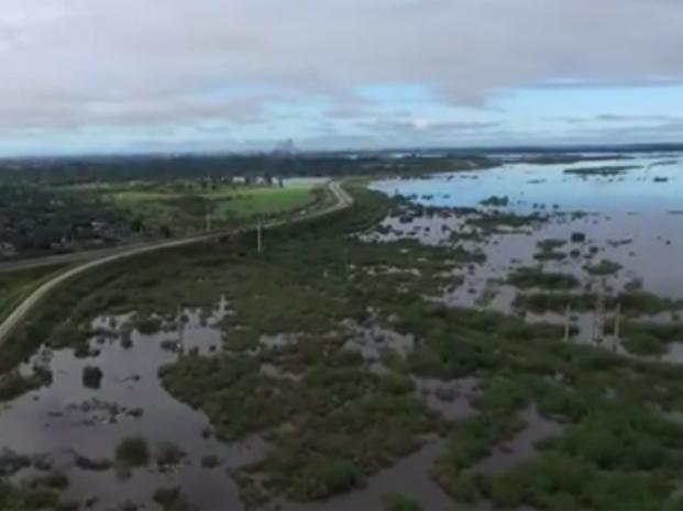 Un drone de la Municipalidad de Santa Fe registró las inundaciones en la provincia