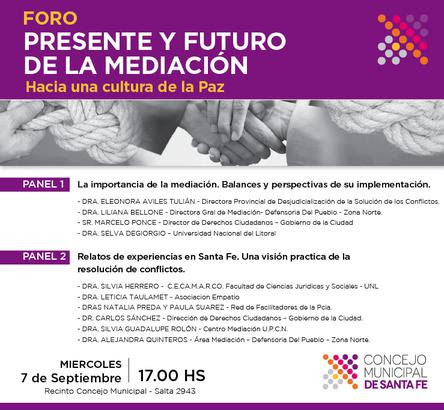 Se realizará el Foro “Presente y Futuro de la Mediación: Hacia una Cultura de Paz”