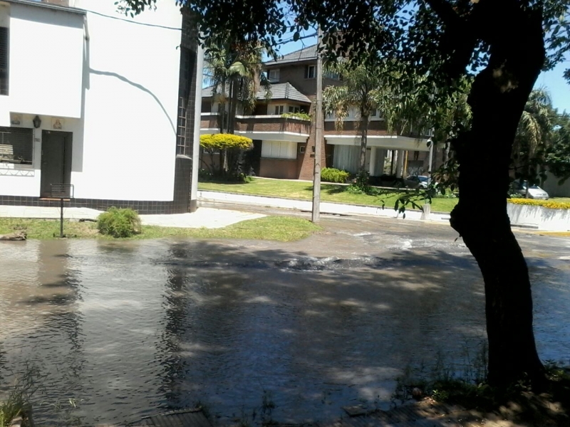 Assa trabaja en la reparación de una pérdida de agua en barrio Candioti