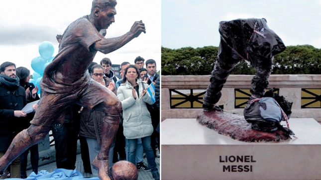 Destrozaron la estatua de Lionel Messi, en la Costanera Sur
