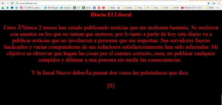 Hackearon la web del diario El Litoral