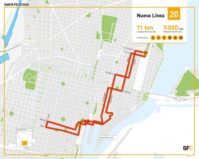 La nueva Línea 20 amplió su recorrido