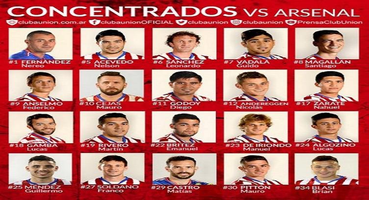 UNIÓN: LA LISTA DE CONCENTRADOS PARA RECIBIR A ARSENAL