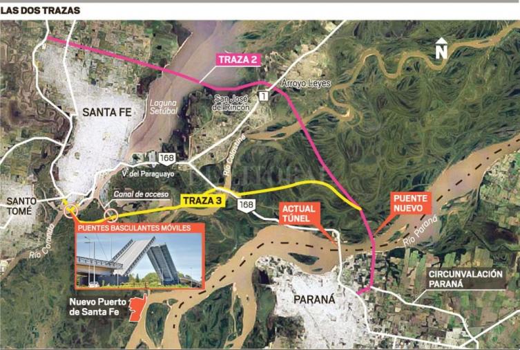 Se acercan definiciones para la traza del puente Santa Fe-Paraná