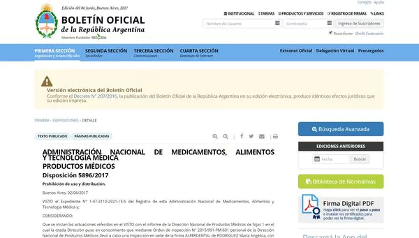 La ANMAT prohibió el uso y la distribución de un producto médico