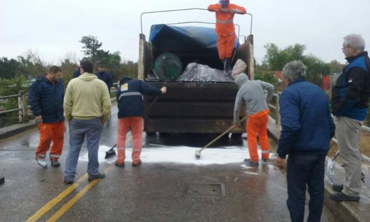 Habilitaron el tránsito tras la rotura en el puente 