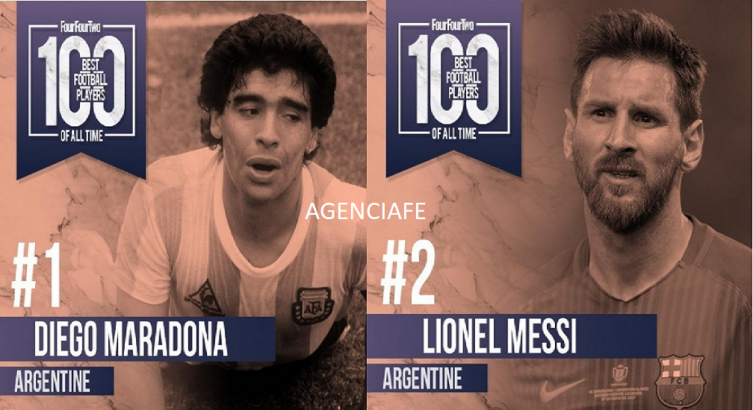 MARADONA Y MESSI LIDERAN EL RANKING DE LOS 100 MEJORES DE LA HISTORIA