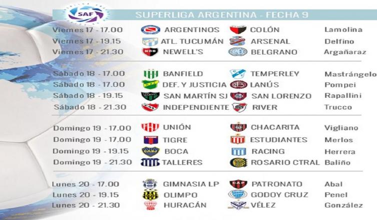 LOS ÁRBITROS, DÍA, HORA Y TV DE LA NOVENA FECHA