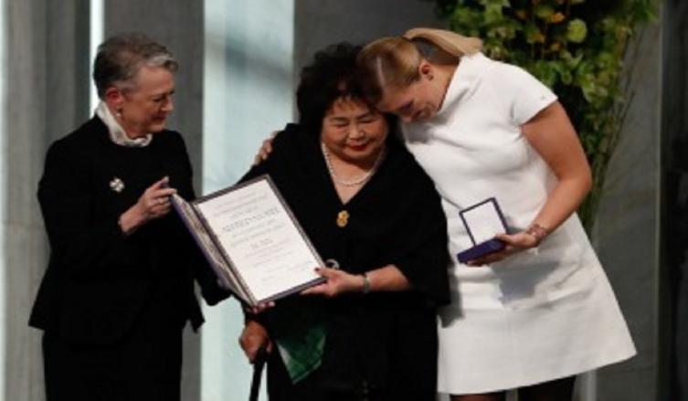 Emotivo alegato antinuclear en la entrega del Nobel de la Paz en Oslo
