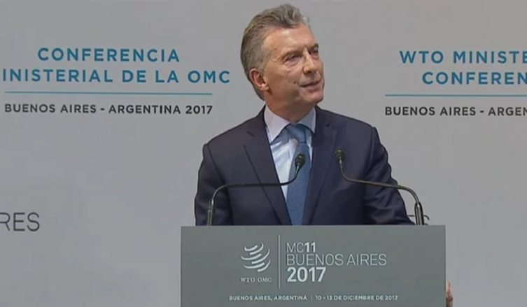 Mauricio Macri en la conferencia de la OMC