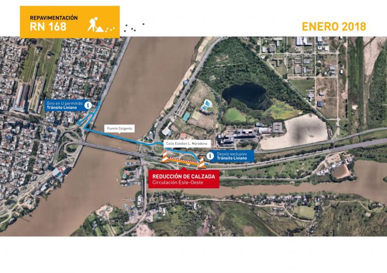 Continúan las tareas de repavimentación de la Ruta 168