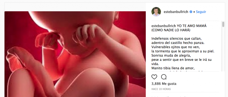 El bizarro post de Esteban Bullrich contra el aborto