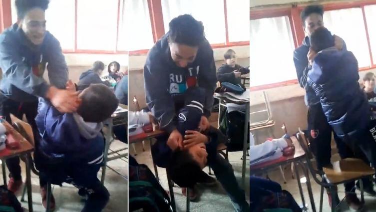El video que muestra una terrible agresión en plena clase