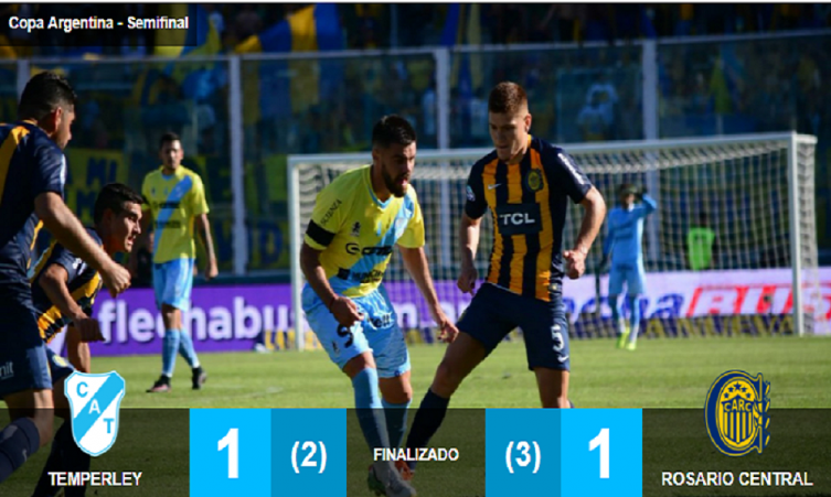 Central eliminó a Temperley por penales y es el primer finalista de la Copa Argentina