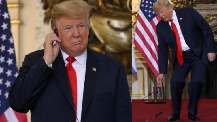 Enojado con la traducción, Trump tiró el auricular al piso