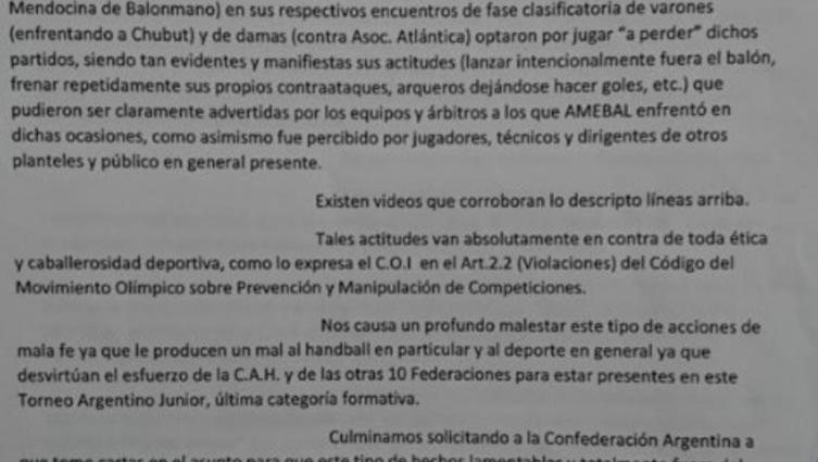 Histórica y durísima sanción al handball mendocino por “jugar a perder”