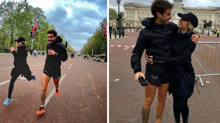 Laurita Fernández acompañó a Nicolás Cabré a correr la maratón de Londres