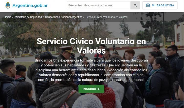 Abrieron la inscripción on line para el Servicio Cívico Voluntario en Valores