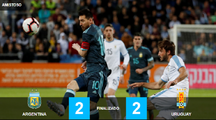 Con un gol de Messi sobre el final, Argentina igualó 2-2 ante Uruguay en la última prueba del año