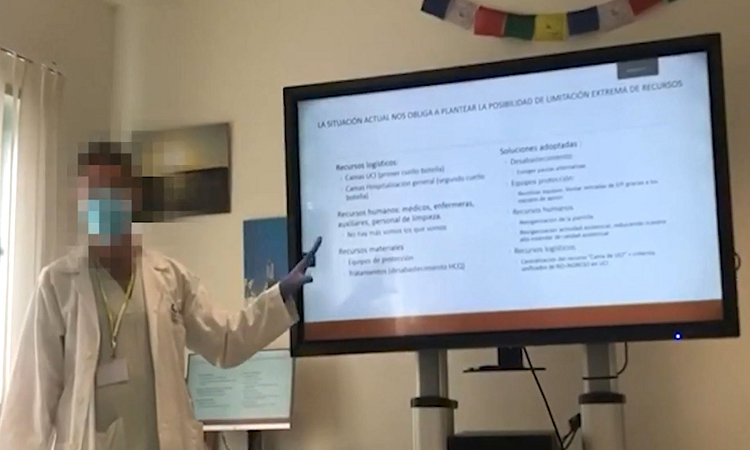 Un video en España médicos debaten a qué pacientes de coronavirus darle prioridad