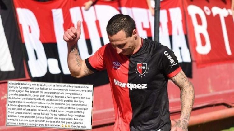 Cristian Lema se despidió de los hinchas de Newell's