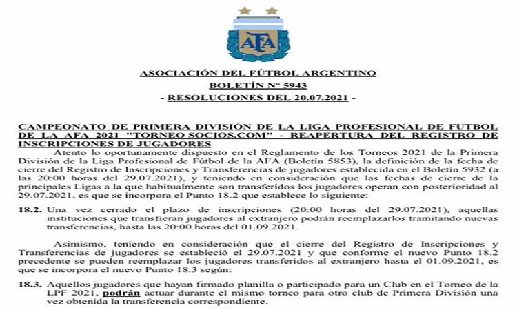 Extiende el plazo del mercado de pases para las ventas al exterior