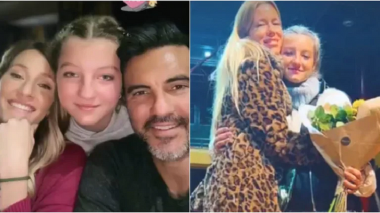 Nicole Neumann y Fabián Cubero alentaron a Allegra sin cruzarse 