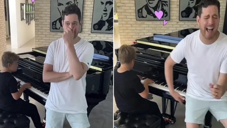 Michael Bublé emocionado por la sorpresa de su hijo Noah