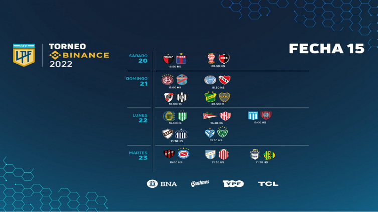 LPF: cronograma para la 15ª Fecha