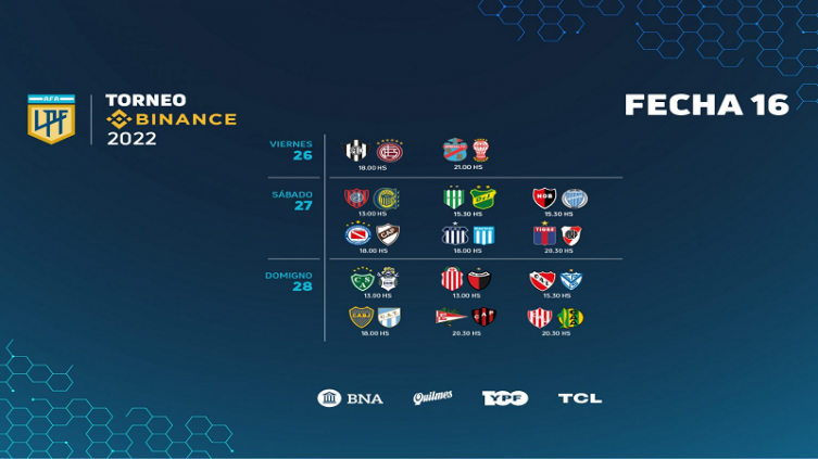 LPF: cronograma para la 16ª Fecha