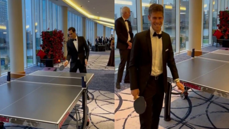 Roger Federer jugó al ping pong con el “Peque” Schwartzman