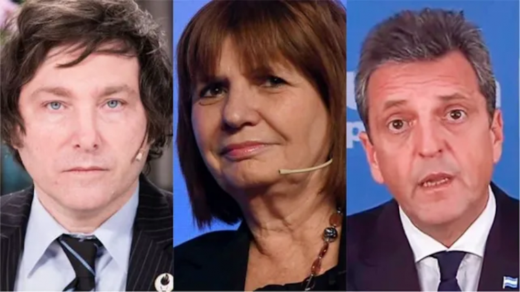 Milei, Bullrich y Massa competirán por la presidencia en las generales