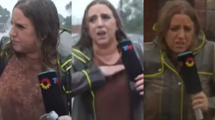 Una periodista se cayó en una zanja cubriendo las inundaciones en La Plata