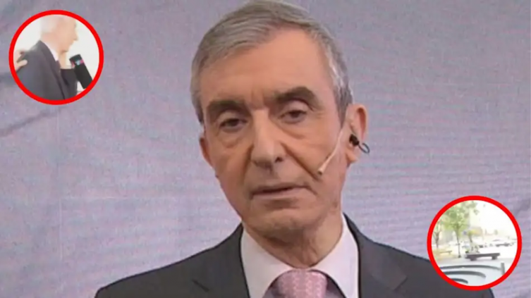 Nelson Castro y el equipo de TN, en medio de un bombardeo