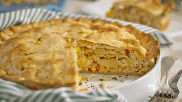 Tarta de pollo con verduras
