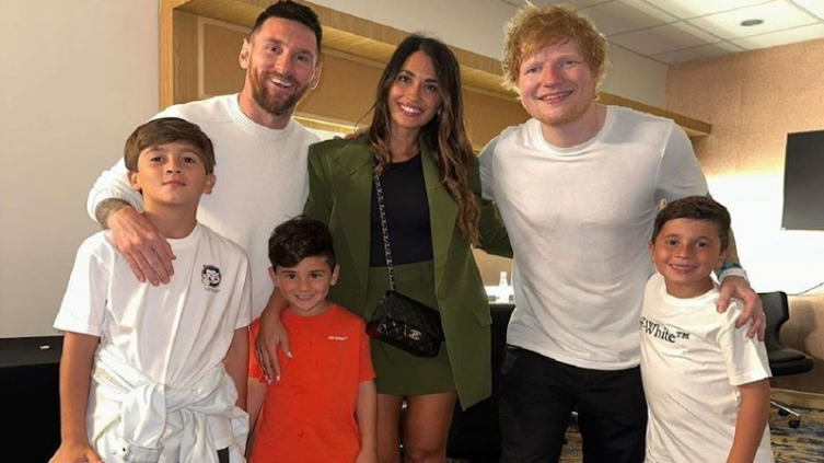 Los Messi se encontraron con Ed Sheeran
