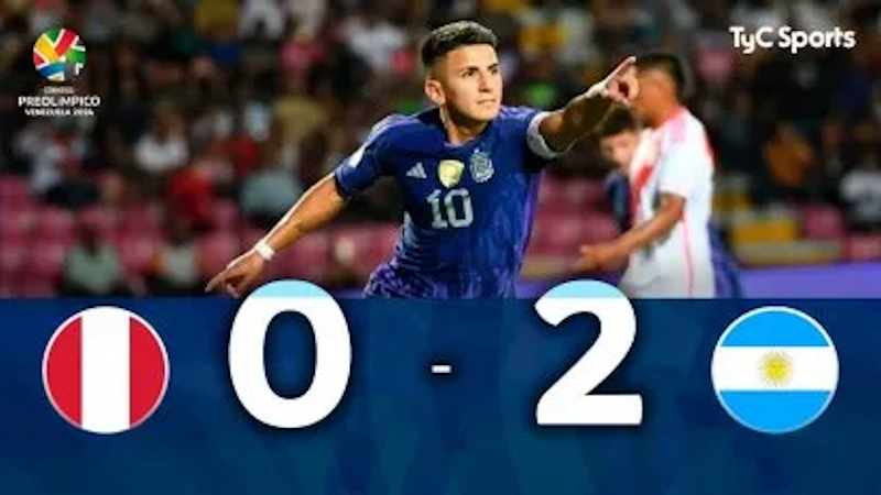 Argentina derrotó 2-0 a Perú en el Preolímpico Sub 23
