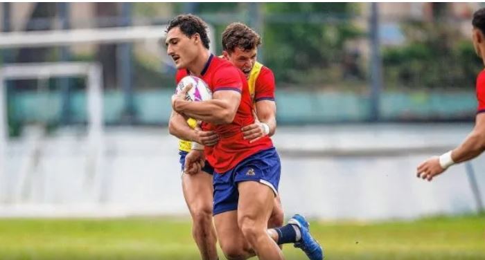 Los Pumas 7's esperan por el comienzo del juego en Hong Kong