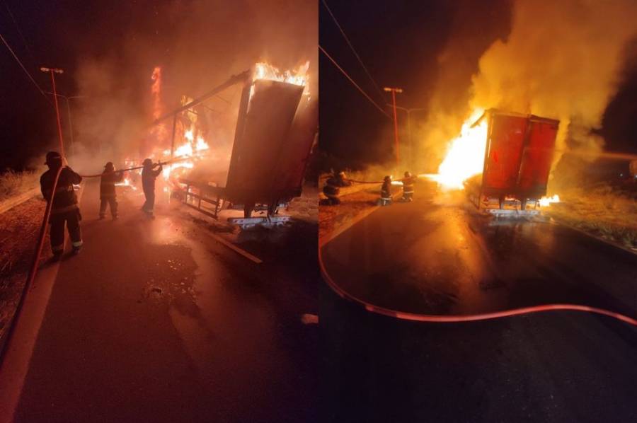 Se prendió fuego un camión en la Circunvalación oeste