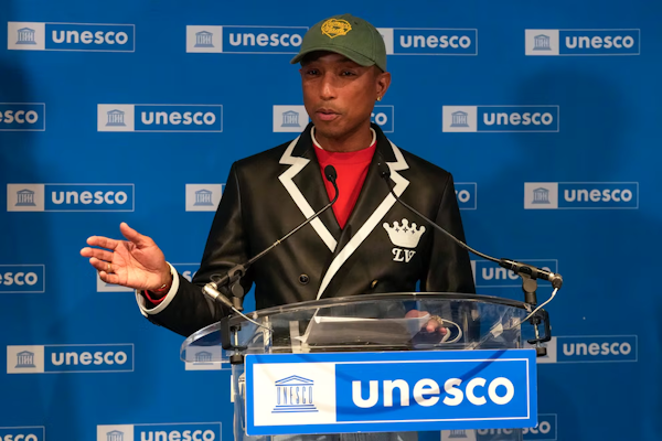 UNESCO: Pharrell Williams, embajador de buena voluntad