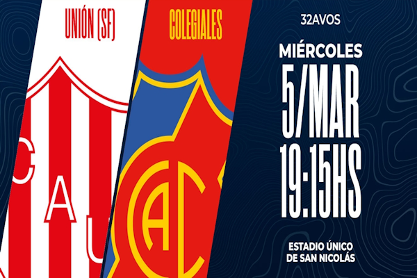 Unión vs. Colegiales, por Copa Argentina: hora y TV