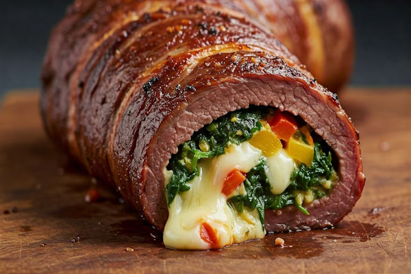 Colita de cuadril rellena con espinaca y morrón