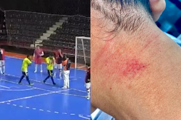 Video: la mordida en el clásico rosarino de futsal que terminó mal
