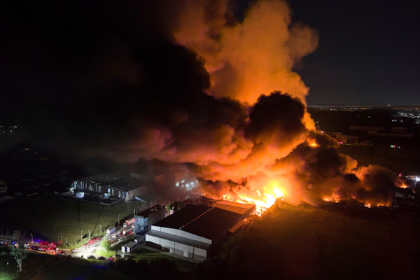 Video: el incendio desde un avión en el parque industrial de Ezeiza
