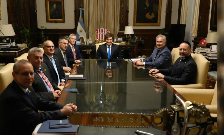 Milei recibió al canciller de Israel, Gideon Sa’ar, en la Casa Rosada