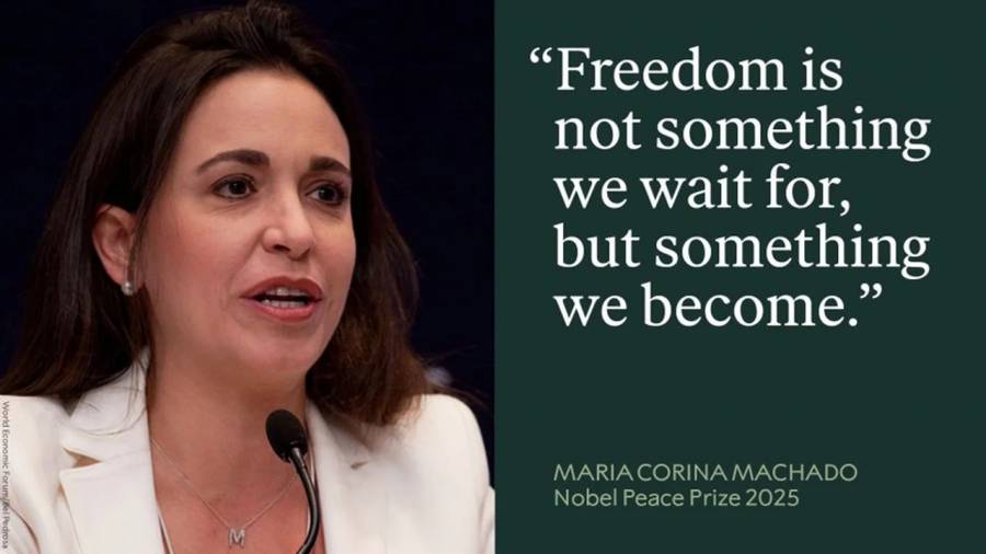 La hija de Corina Machado pronunció las palabras de su madre al recibir el Nobel