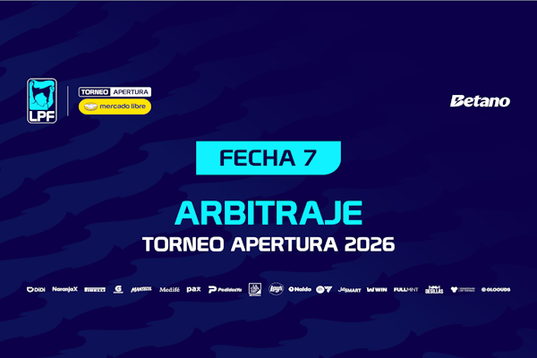 LPF: árbitros para la 7ª jornada del Apertura 2026