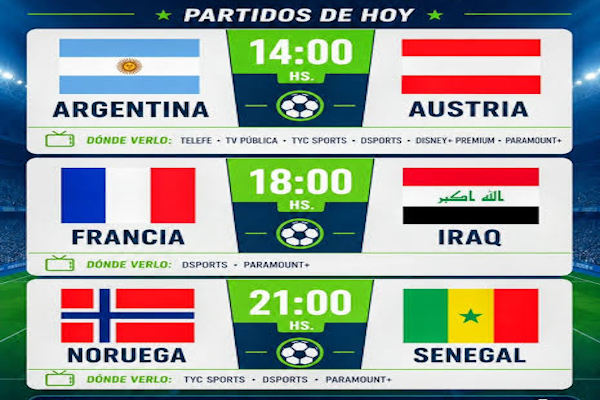 Mundial: partidos del lunes 22 de junio